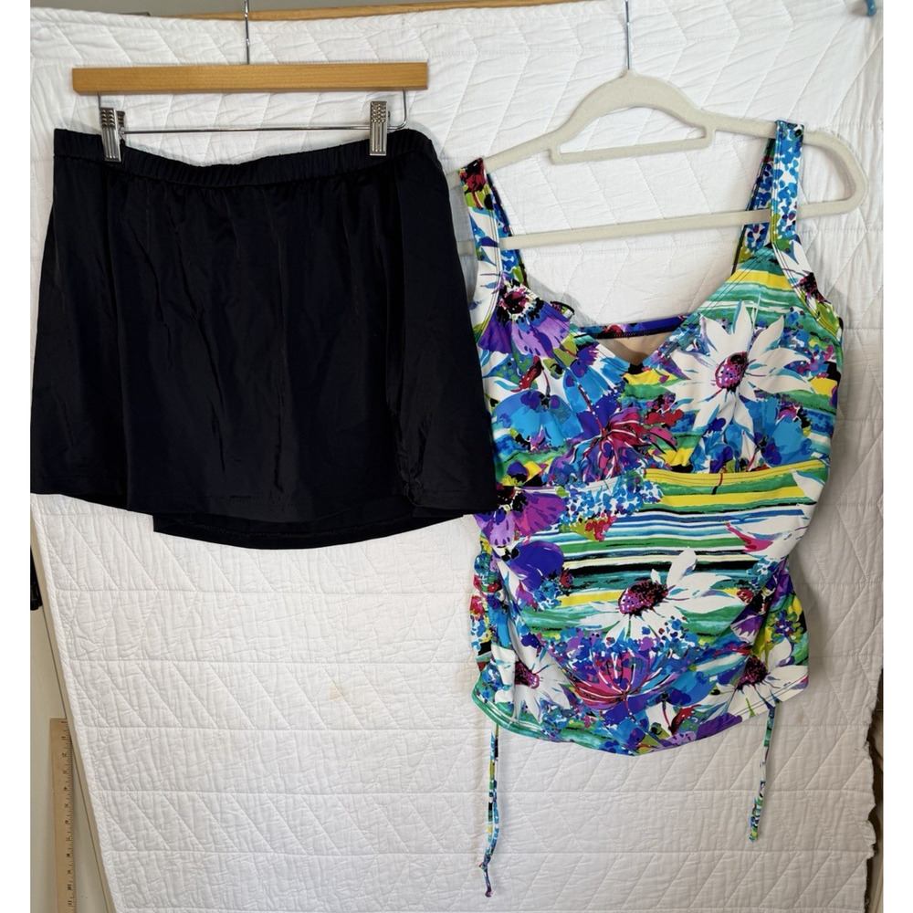 Maxine of Hollywood Two piece Floral Swimsuit tankini size 20W